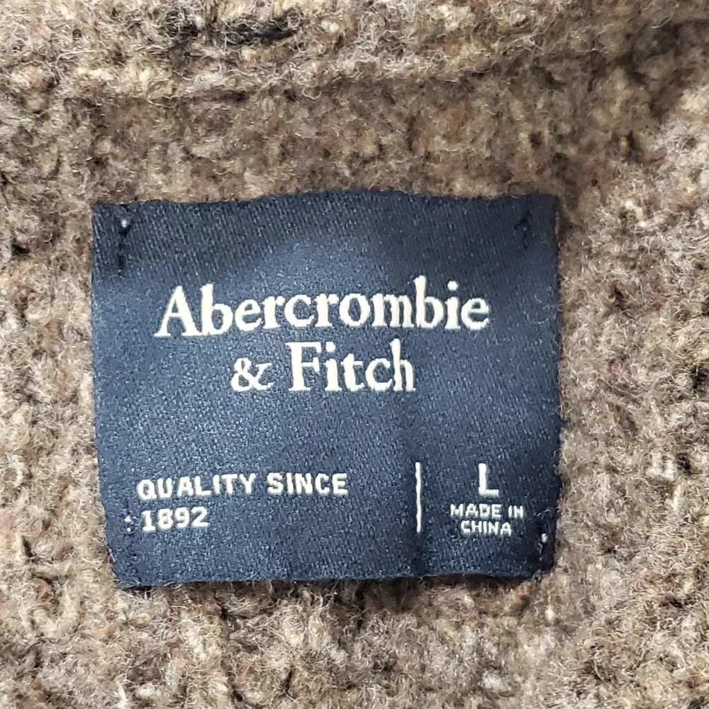 Abercrombie & Fitch Mens Shawl Collar Chunky Button Up Cardigan Size L Brown
